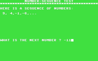Screenshot for Number-Sequence Test